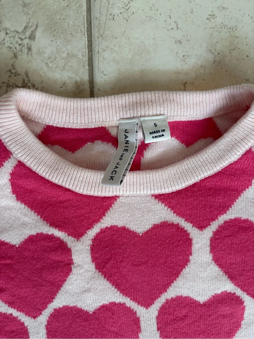 Janie & Jack Pink Heart Knit Top & Skirt Set